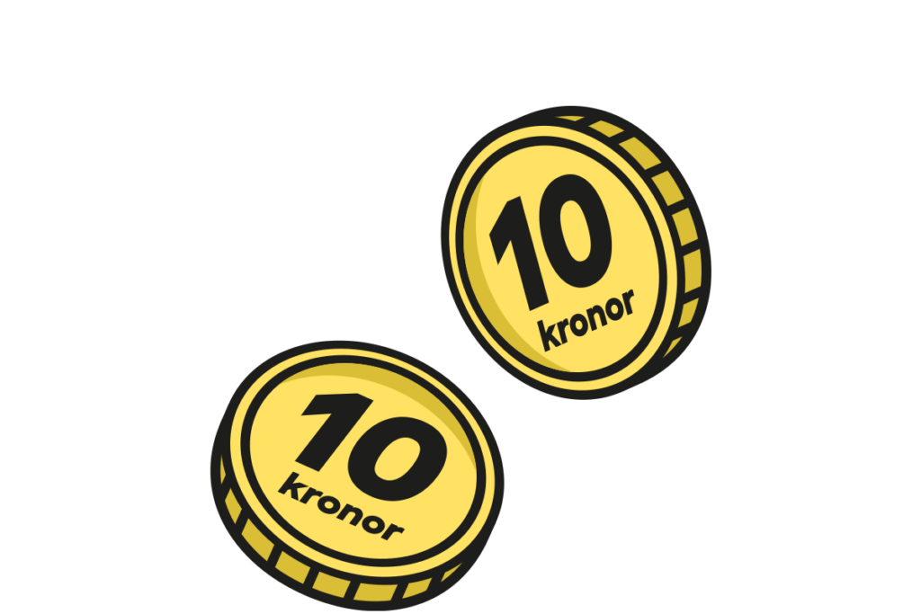 Illustration som visar två 10-kronorsmynt