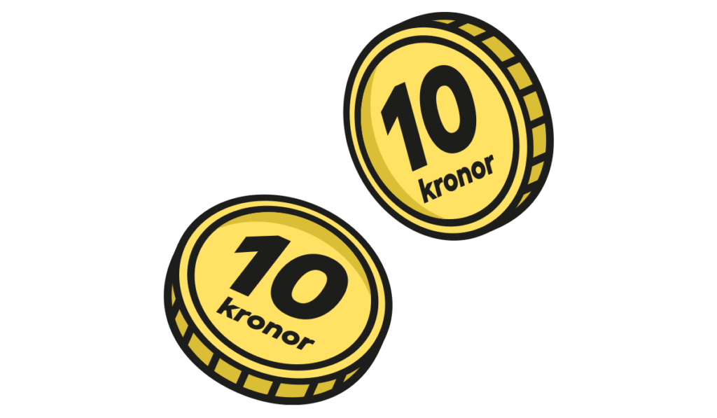 Illustration som visar två 10-kronorsmynt