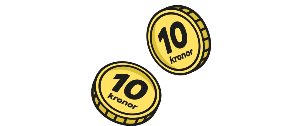 Illustration som visar två 10-kronorsmynt